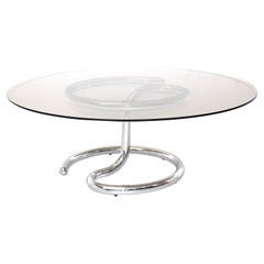 Space Age Vintage Chromed Metal Smoked Glass Coffee Table, 1970s, Germany