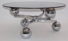 Space Age Vintage Chromed Metal Sputnik Sofa Table Coffee Table circa 1970