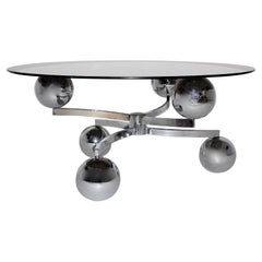 Space Age Vintage Mesa de sofá de metal cromado Sputnik Mesa de centro circa 1970