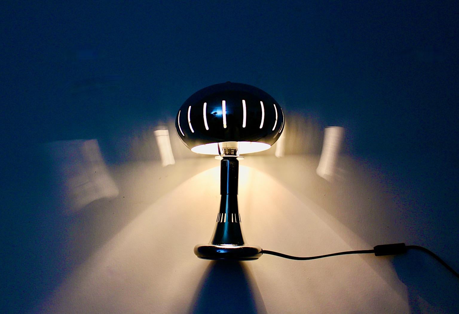 Space Age Vintage Chromed Metal Table Lamp Mushroom Panton 1970s Scandinavia For Sale 2