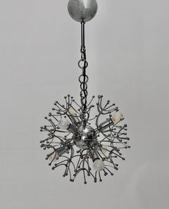 Space Age Vintage Circular Sputnik Chromed Pendant Gaetano Sciolari 1960s, Italy