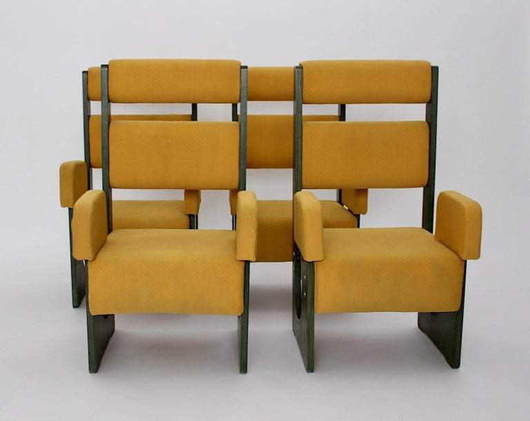 European Space Age Vintage Freestanding Armchairs Quartett Set of Four Green Ash 1960s For Sale