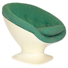 Space Age Used Green Ivory Plastic Lounge Chair Raphael Raffel 1970 France