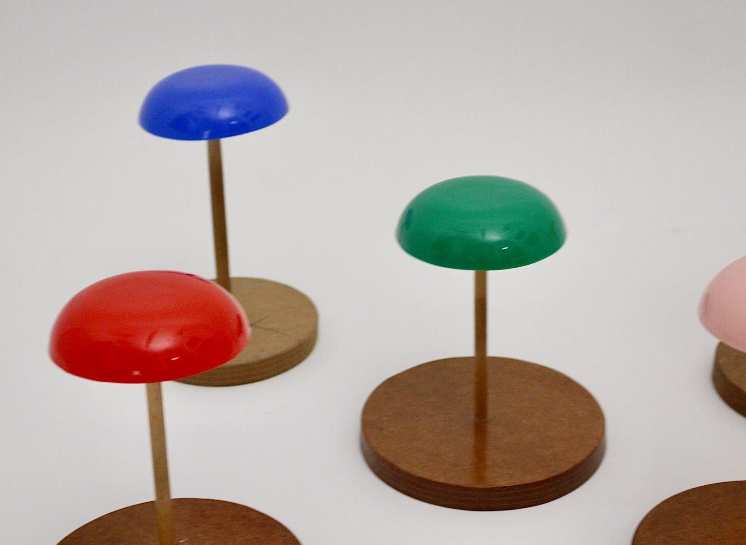 Mid-20th Century Space Age Vintage Hat Stands Hat Rack Multicolored Plastic Plywood 1960s Austria For Sale