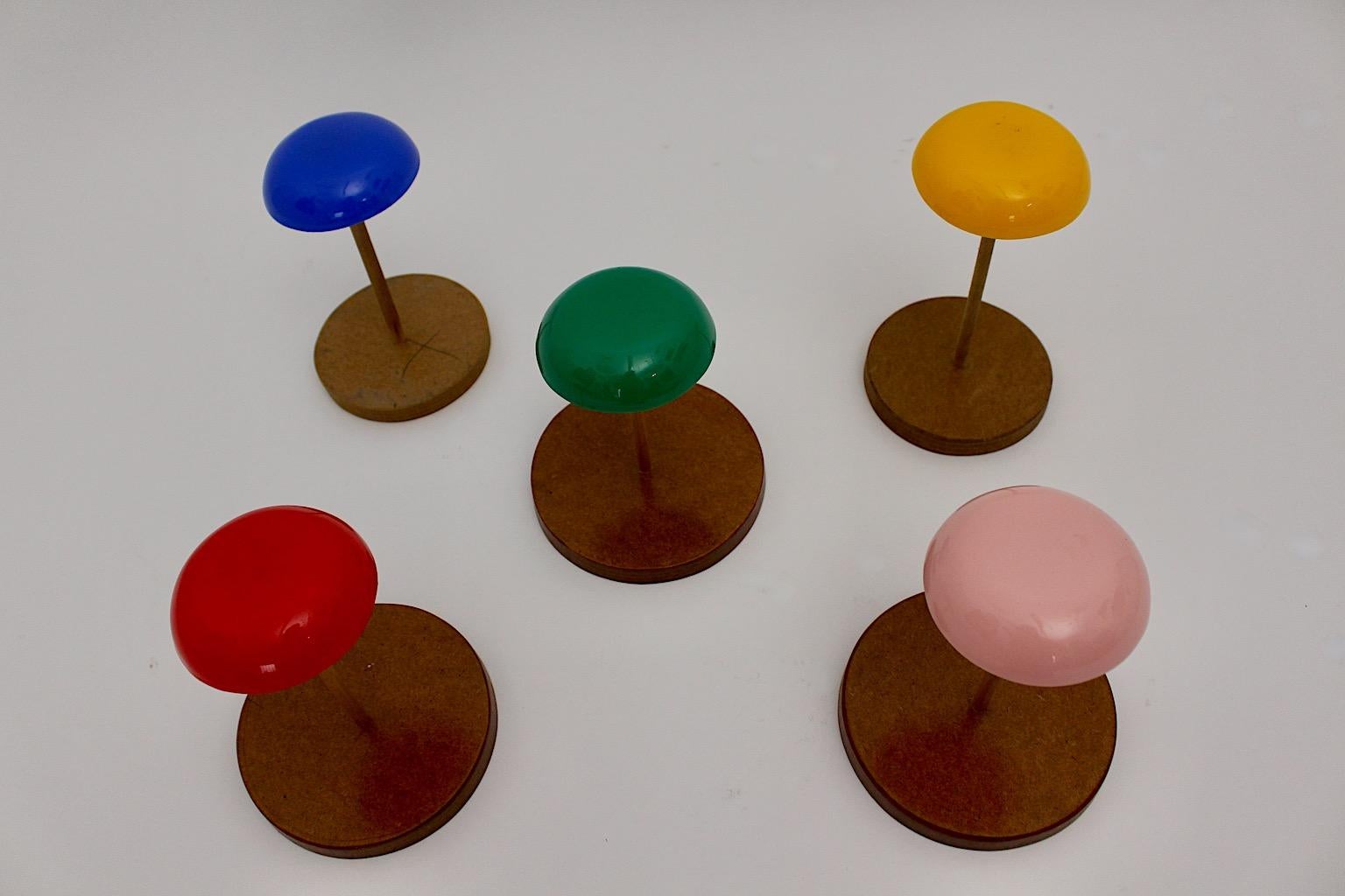 Space Age Vintage Hat Stands Hat Rack Multicolored Plastic Plywood 1960s Austria For Sale 1