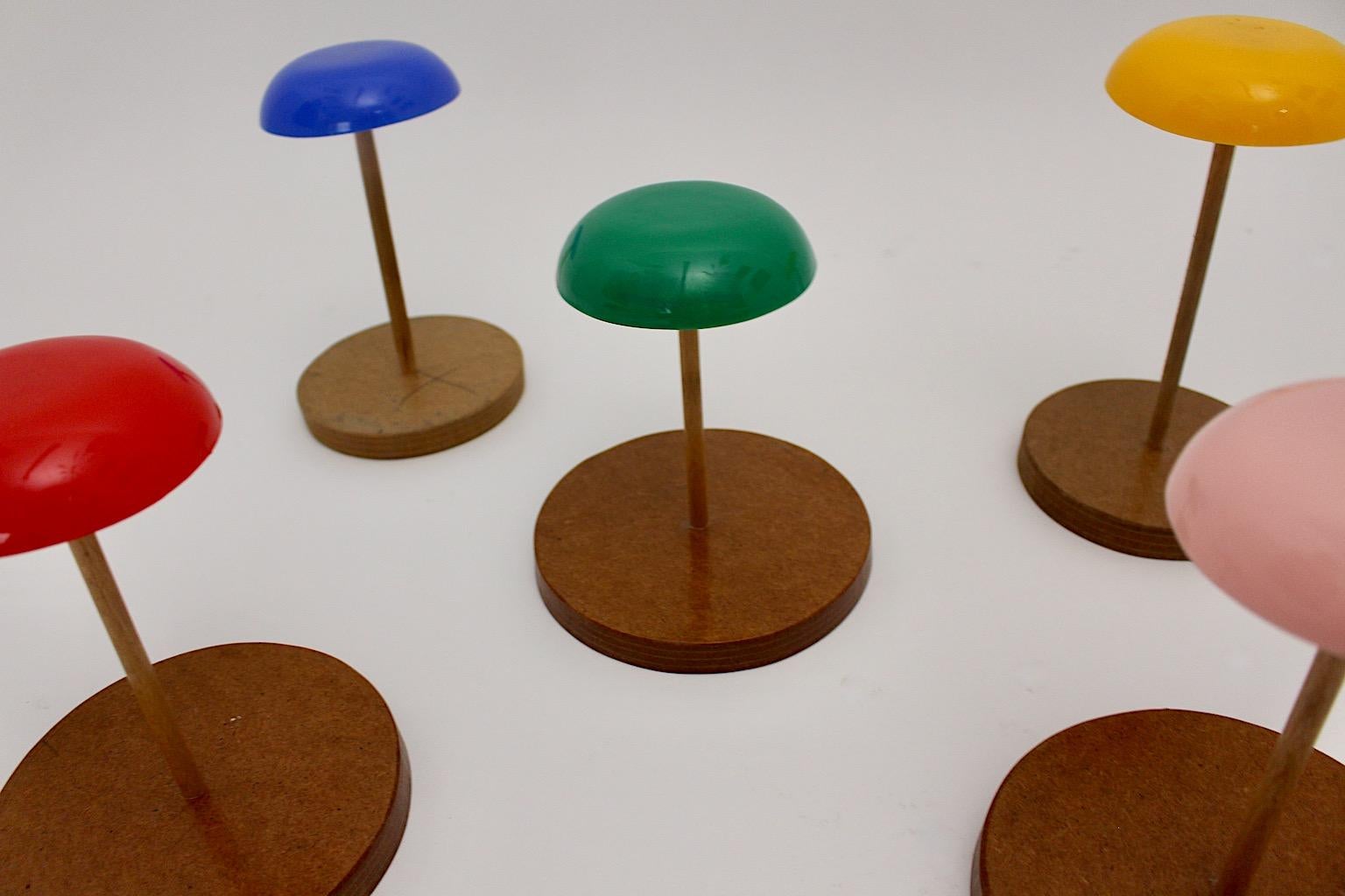 Space Age Vintage Hat Stands Hat Rack Multicolored Plastic Plywood 1960s Austria For Sale 2