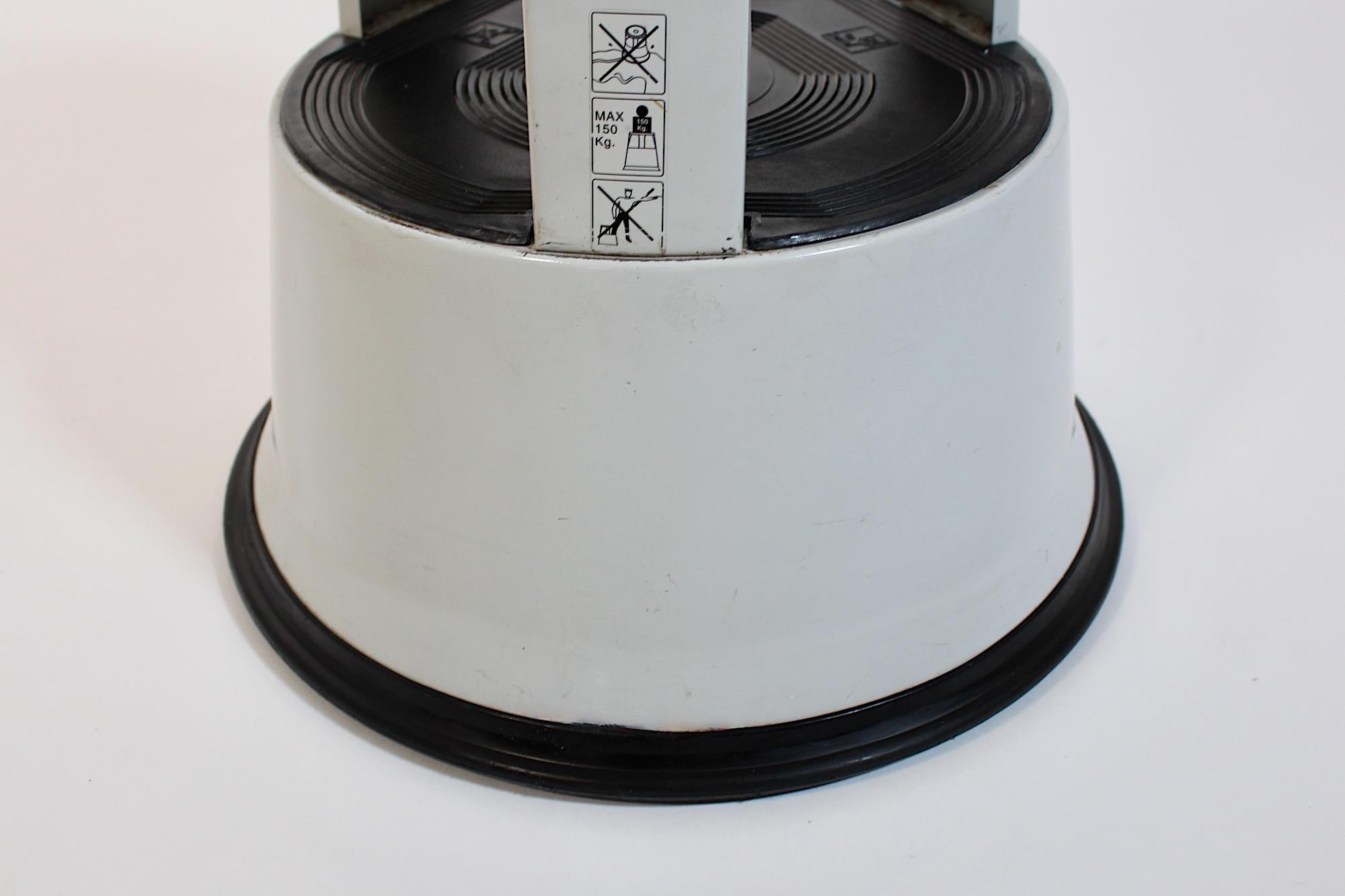 Space Age Vintage Light Grey Metal Rolling Stool Wedo similar to Kik Step 1970s For Sale 6