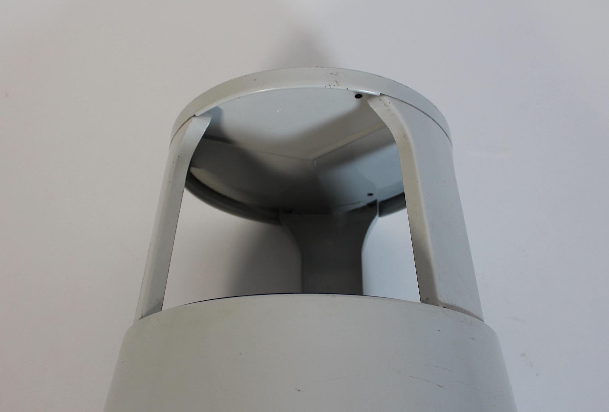 Space Age Vintage Light Grey Metal Rolling Stool Wedo similar to Kik Step 1970s For Sale 4