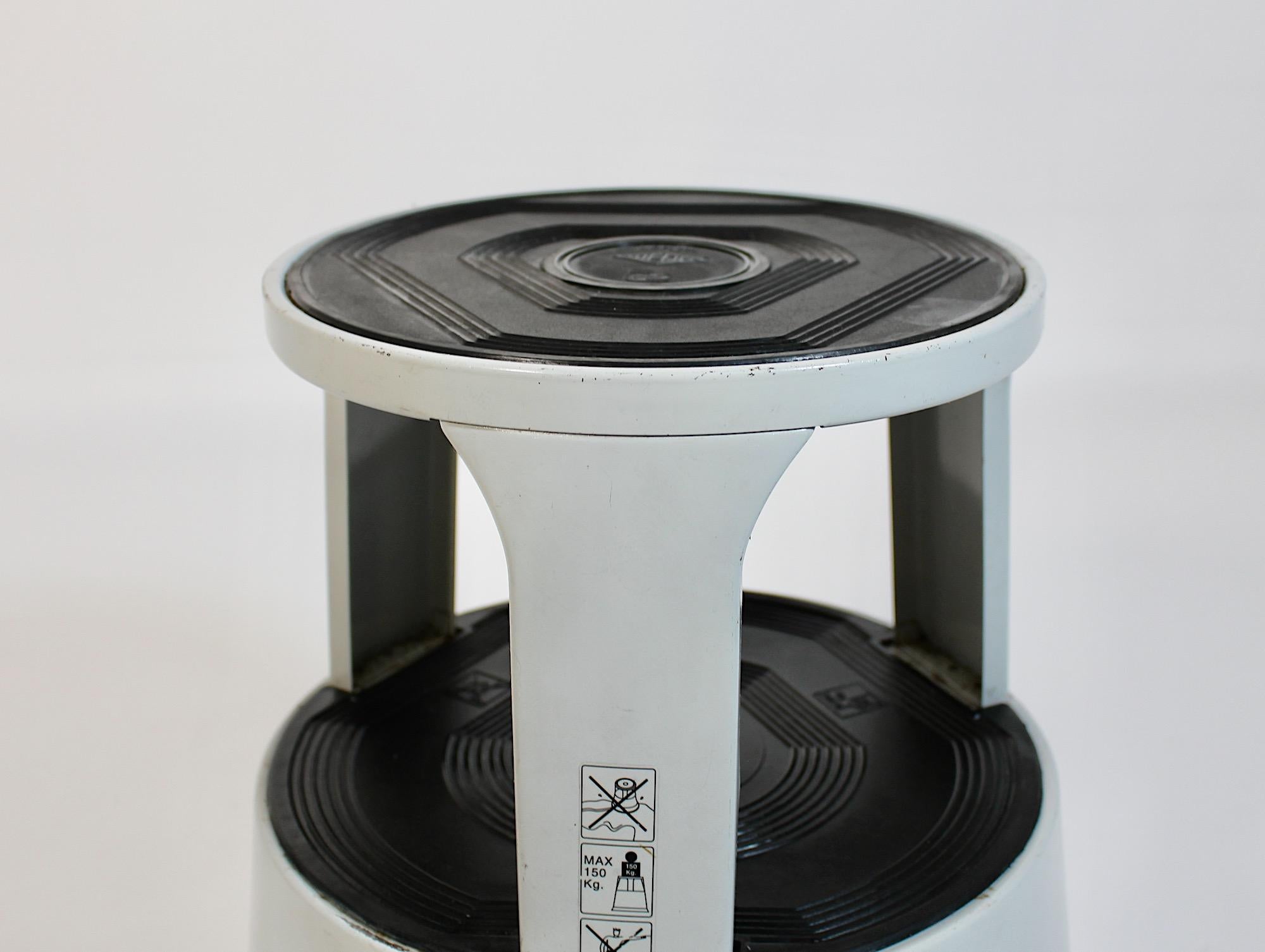 Space Age Vintage Light Grey Metal Rolling Stool Wedo similar to Kik Step 1970s For Sale 5