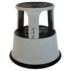 Space Age Vintage Light Grey Metal Rolling Stool Wedo similar to Kik Step 1970s
