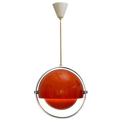 Space Age Vintage Orange Metal Chandelier Pendant Brylle Jacobsen 1970s, Denmark