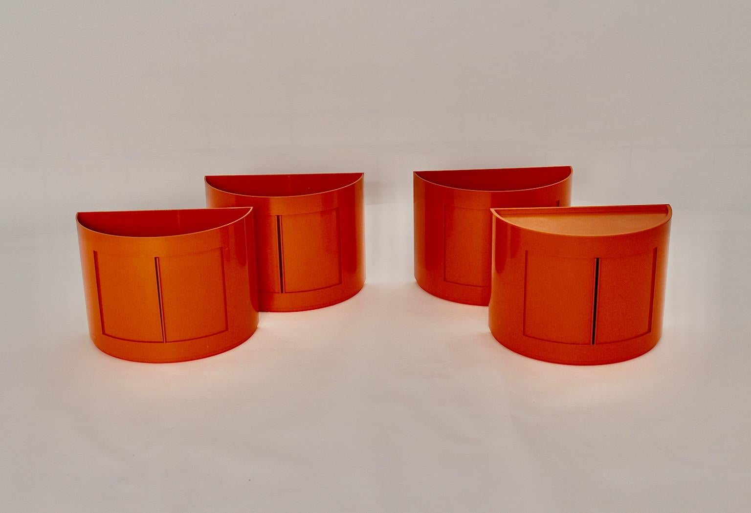 Mid-20th Century Space Age Vintage Orange Plastic Commodes Giorgina Castiglioni Italy, 1960s