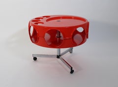 Space Age Vintage Orange Rotobar Bar Cart Sofa Table Curver 1971 Netherlands