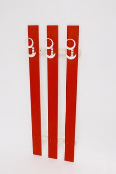 Space Age Vintage Orange Weiß Garderobenständer Kleiderständer Wand Deutschland 1970er Jahre