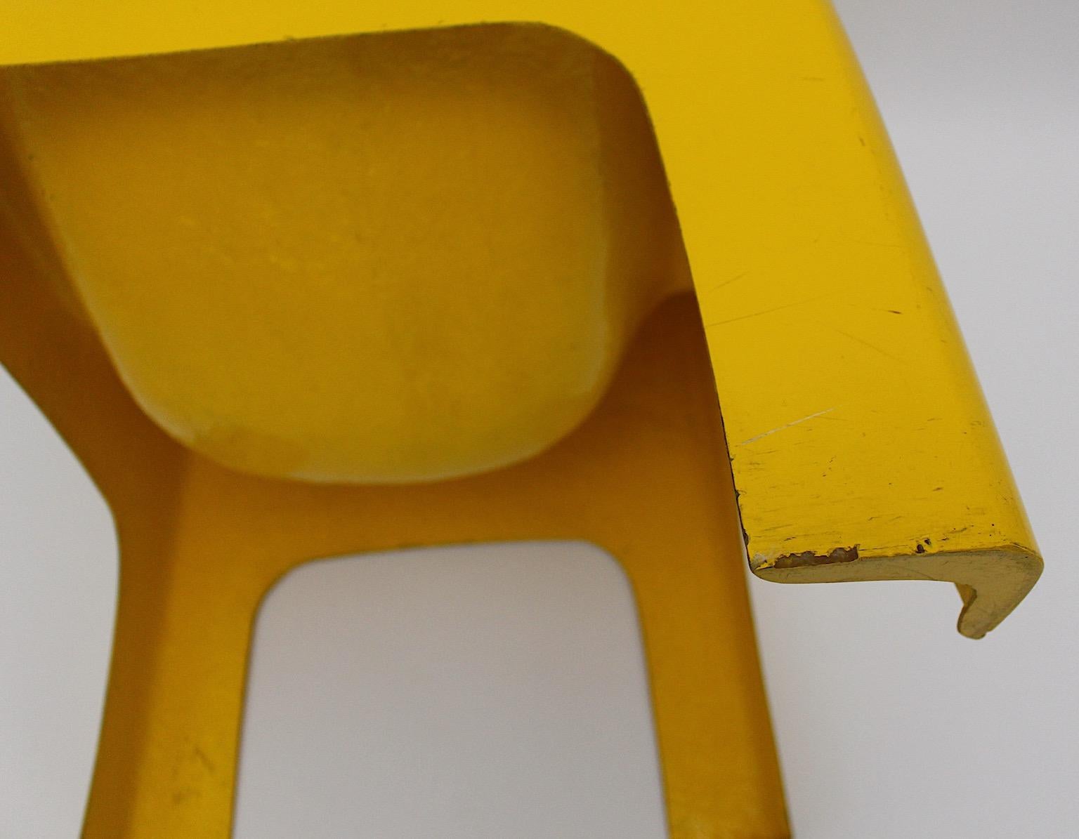 Space Age Vintage Plastic Yellow Lounge Chair Ahti Kotikoski for Asko 1960s  For Sale 7