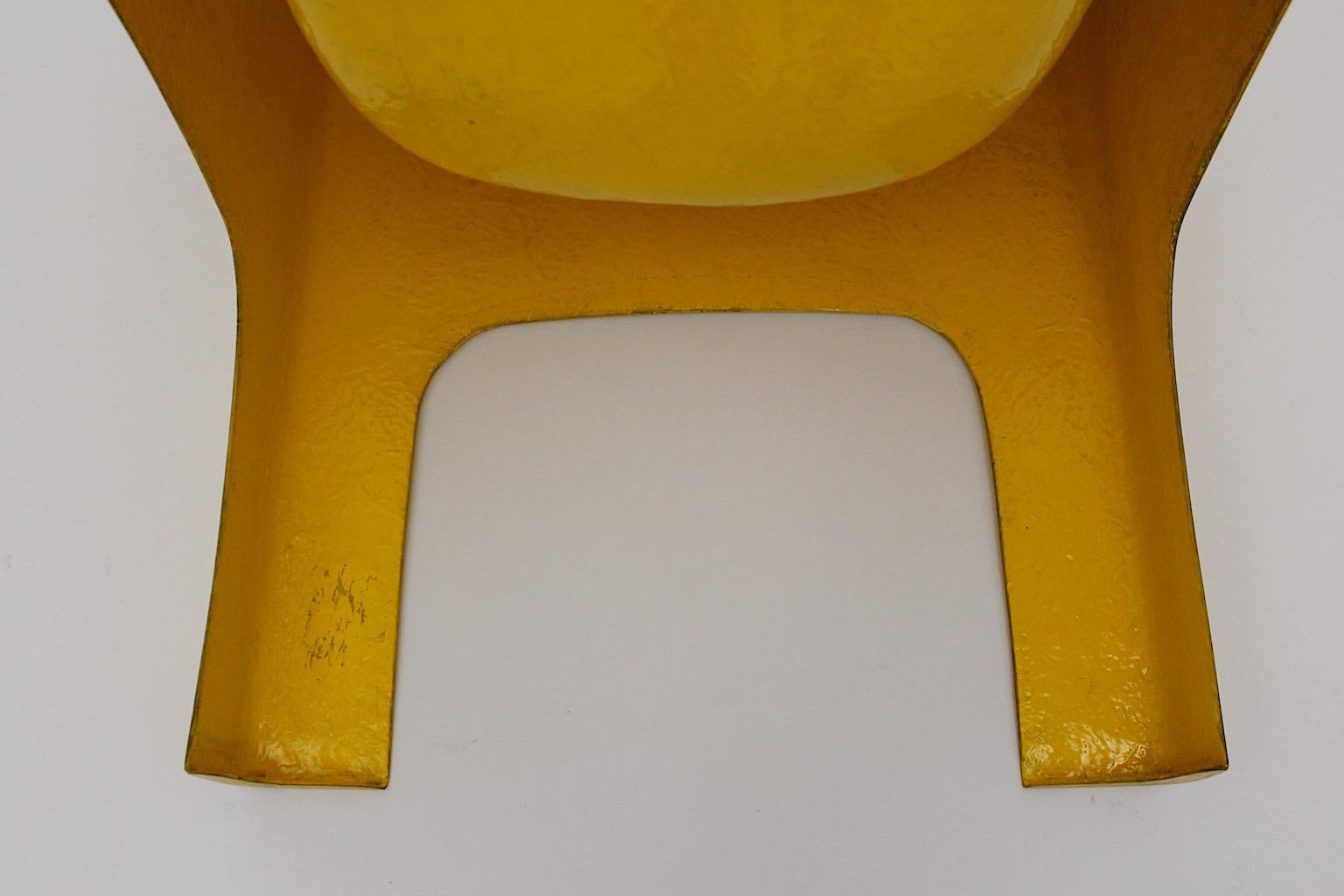 Space Age Vintage Plastic Yellow Lounge Chair Ahti Kotikoski for Asko 1960s  For Sale 8