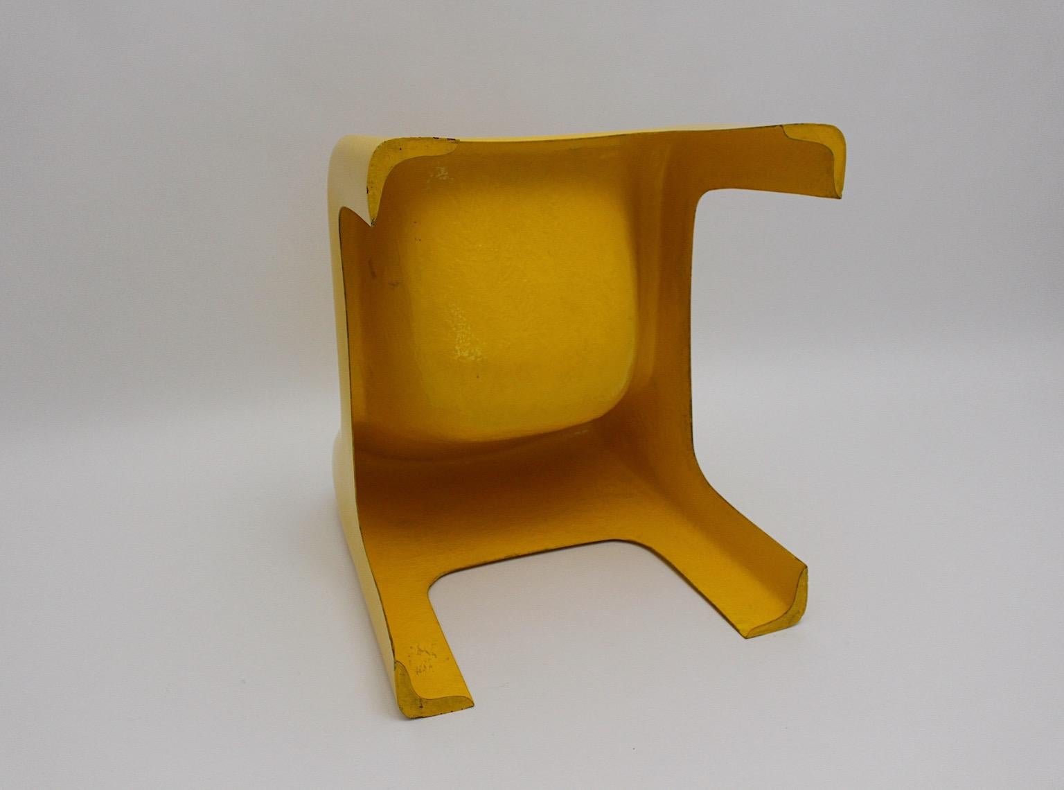 Space Age Vintage Plastic Yellow Lounge Chair Ahti Kotikoski for Asko 1960s  For Sale 9