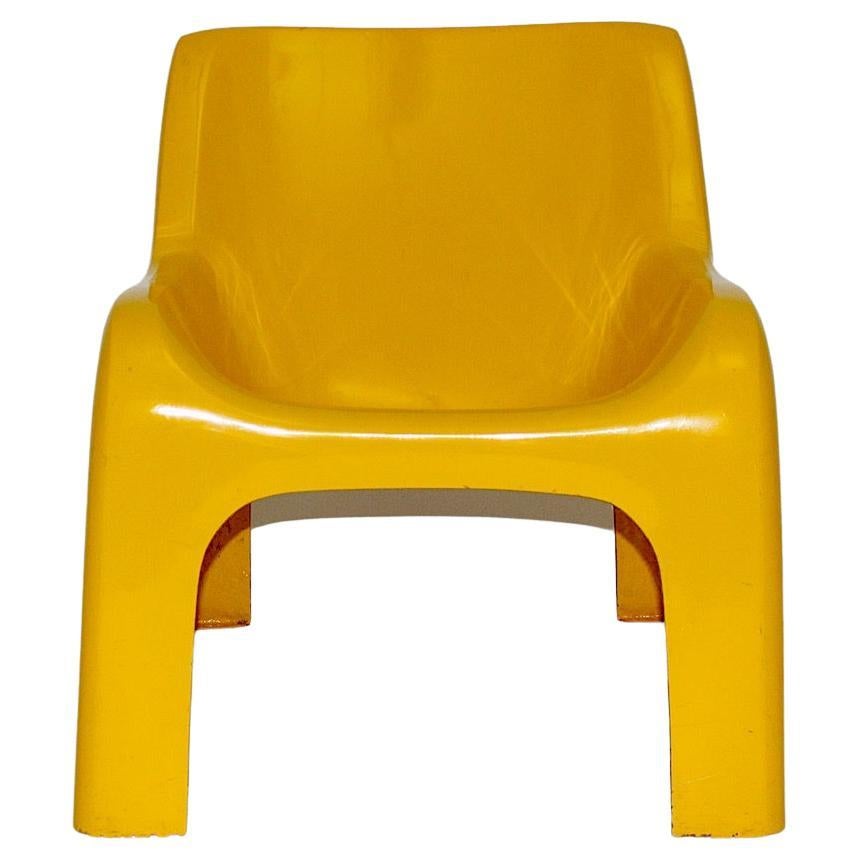 Space Age Vintage Plastic Yellow Lounge Chair Ahti Kotikoski for Asko 1960s 