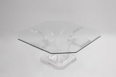 Space Age Vintage Rectangular Transparent Lucite Glass Coffee Table circa 1970