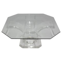 Table basse rectangulaire en verre lucite transparent de l'ère spatiale, circa 1970