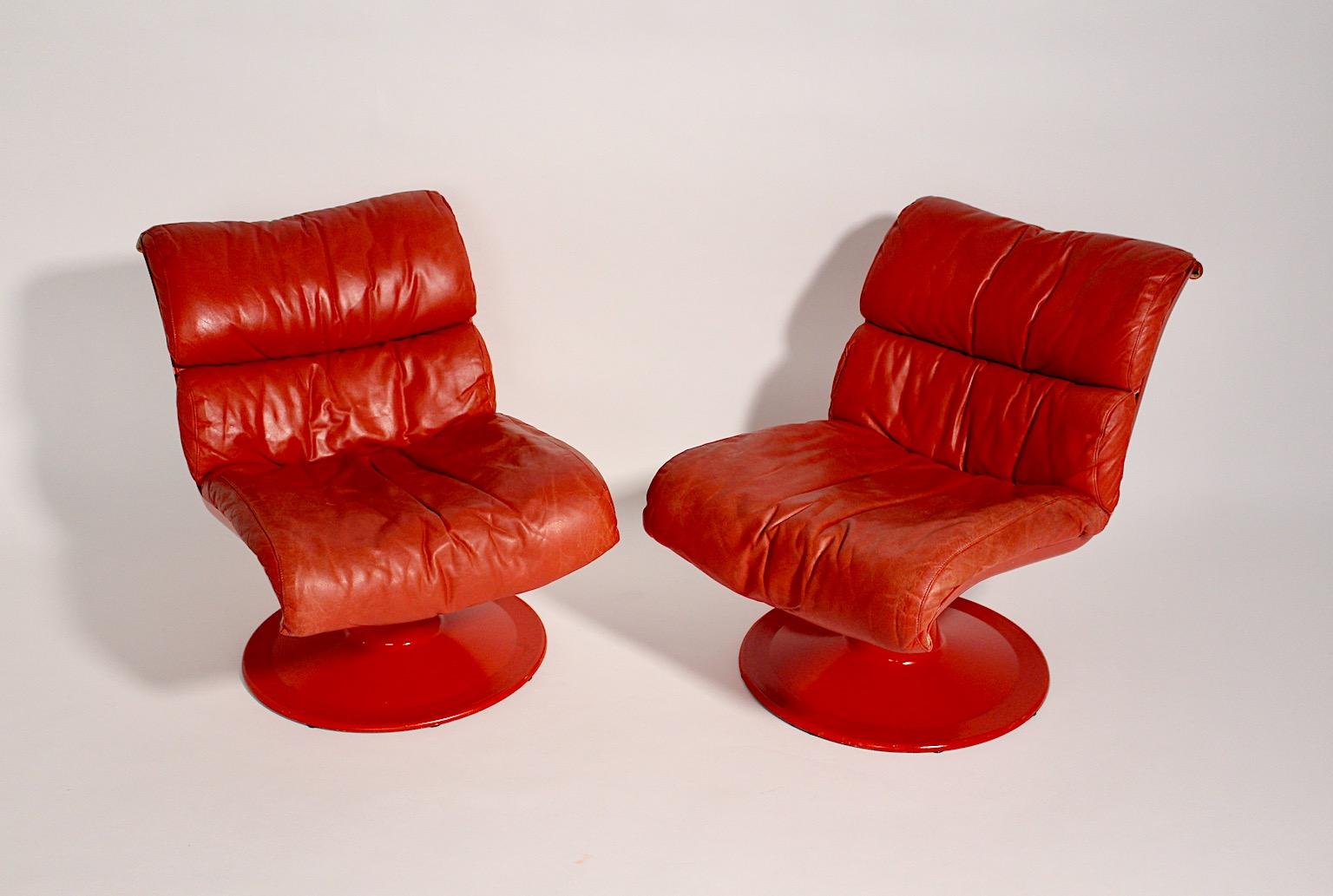A Space Age Vintage Rot Koralle Rosa Lounge Stühle Sofa Tisch Yrö Kukkapuro 1960s im Angebot 7