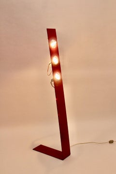 Space Age Vintage Red Metal Floor Lamp, Italy, 1960s