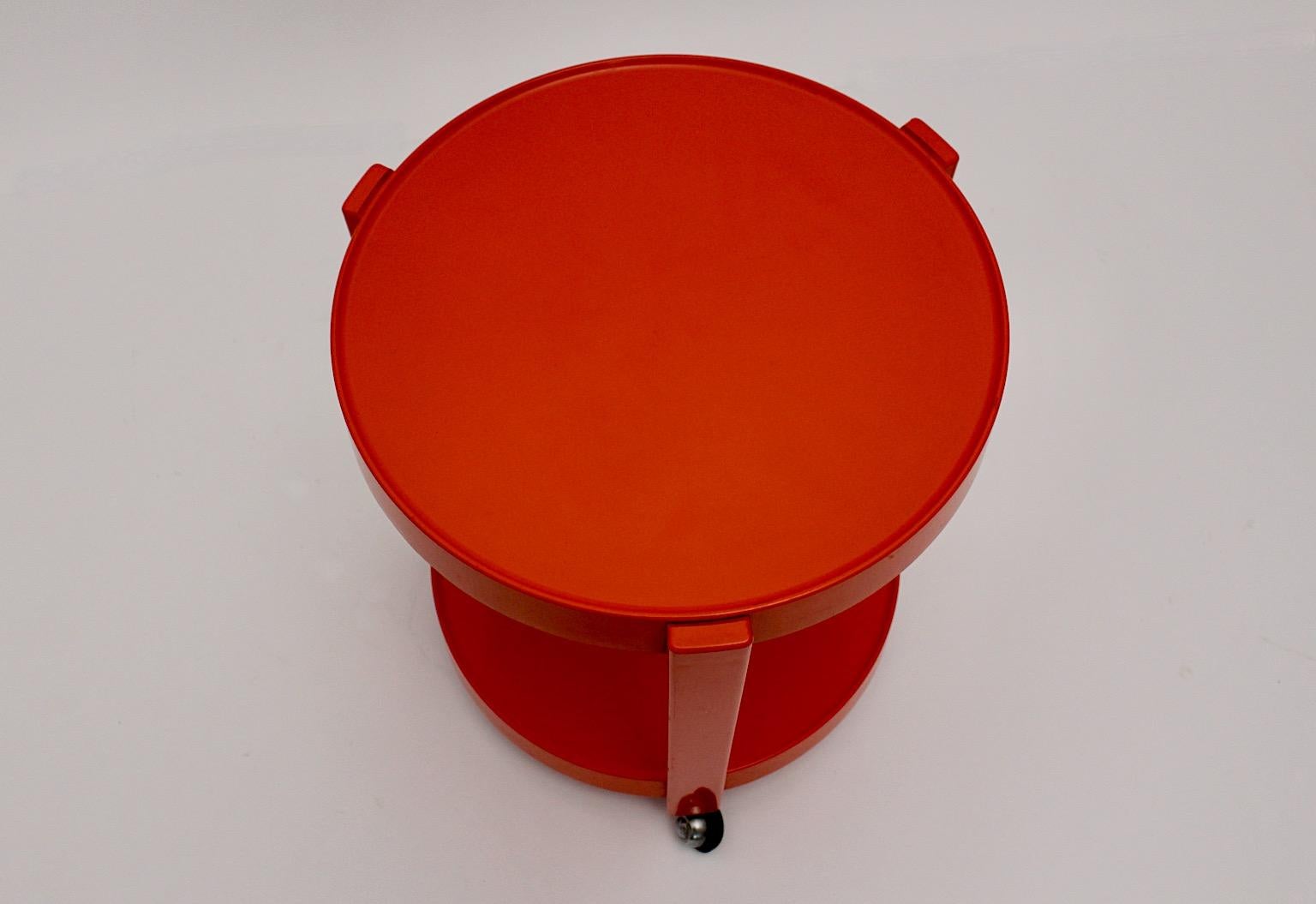 Space Age Vintage Red Orange Plastic Bar Cart, 1970s, Germany For Sale 9