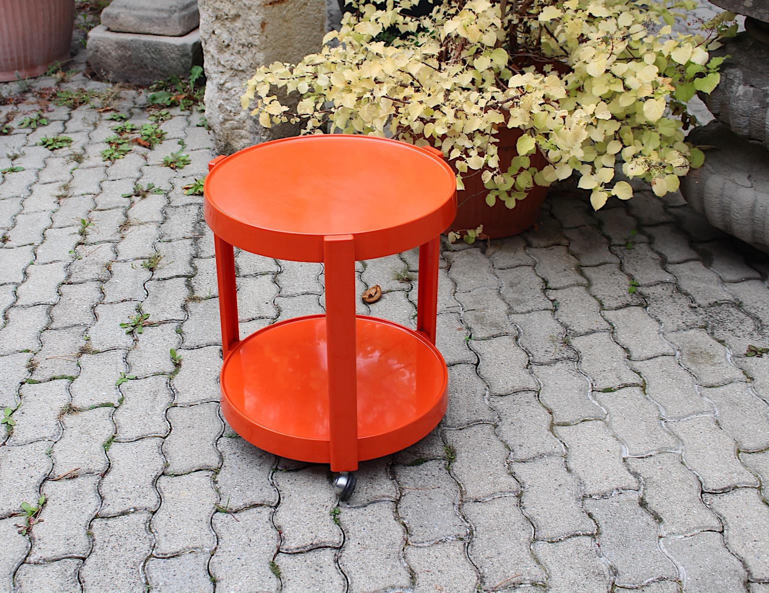 Space Age Vintage Red Orange Plastic Bar Cart, 1970s, Germany For Sale 3