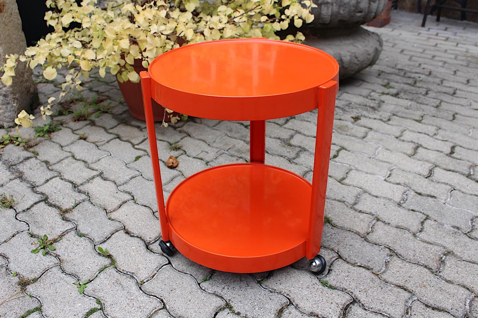 Space Age Vintage Red Orange Plastic Bar Cart, 1970s, Germany For Sale 4