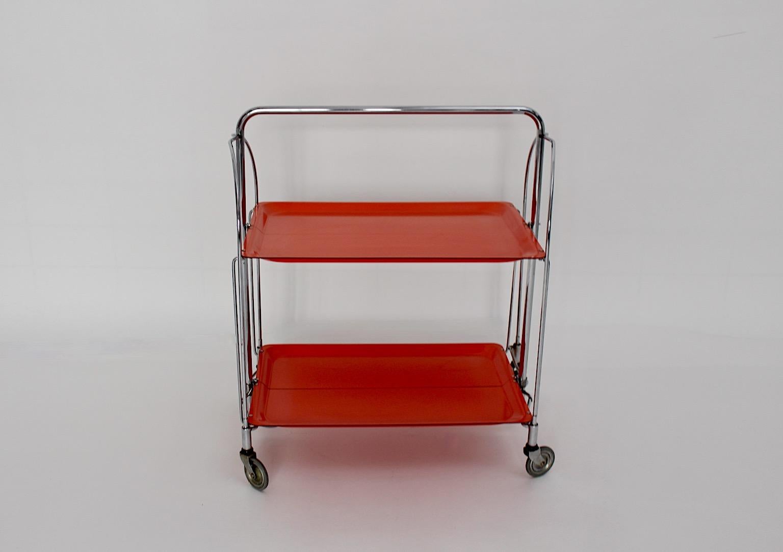 Space Age Vintage Red Orange Serving Table or Bar Cart 1960s Germany For Sale 6