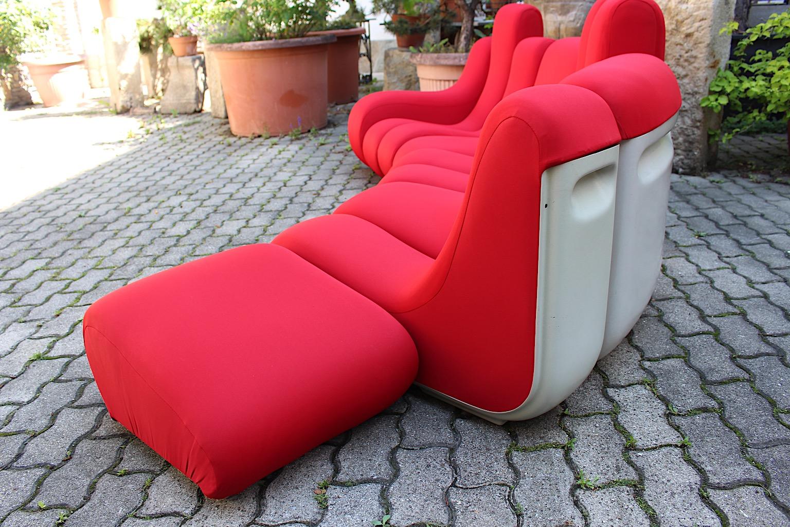 Sofa sectionnel rouge vintage autoportant de l'ère spatiale par Pillo Burghardt Vogtherr en vente 10