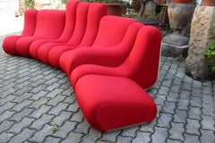 Space Age Vintage Red Sectional Freestanding Sofa Vario Pillo Burghardt Vogtherr