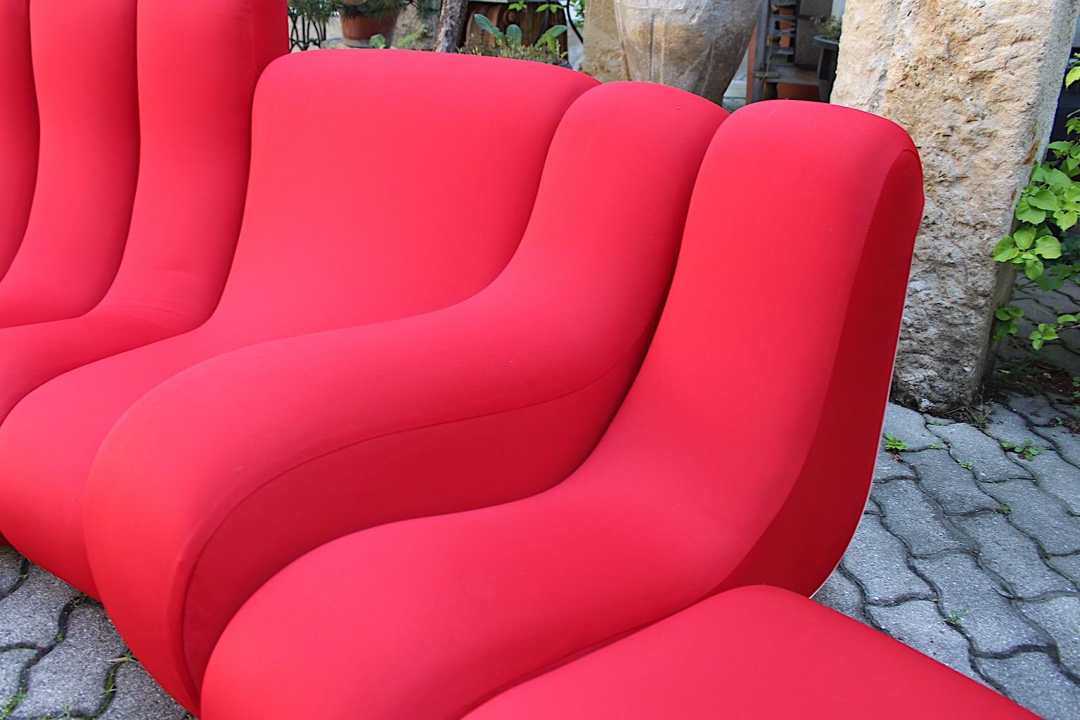 Sofa sectionnel rouge vintage autoportant de l'ère spatiale par Pillo Burghardt Vogtherr en vente 2
