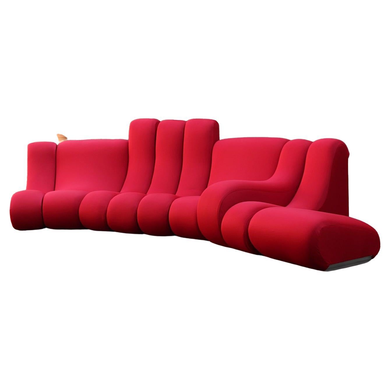 Sofa sectionnel rouge vintage autoportant de l'ère spatiale par Pillo Burghardt Vogtherr en vente