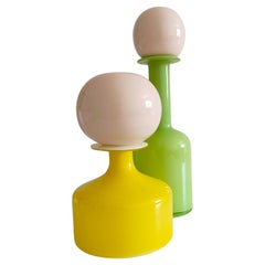 Space Age Vintage Scandinavian and Italian Mid Century Art Glass Bottles, 1960s