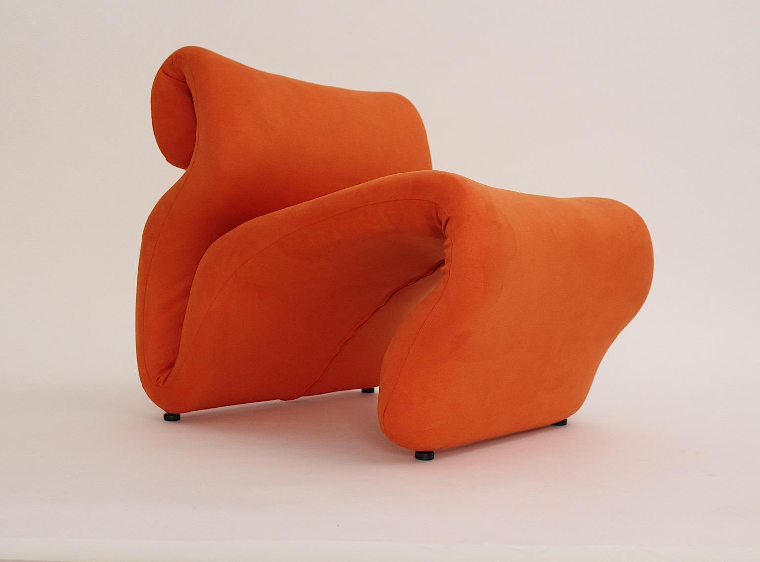 Swedish Space Age Vintage Sculptural Orange Etcetera Chair by Jan Ekselius 1970s Sweden