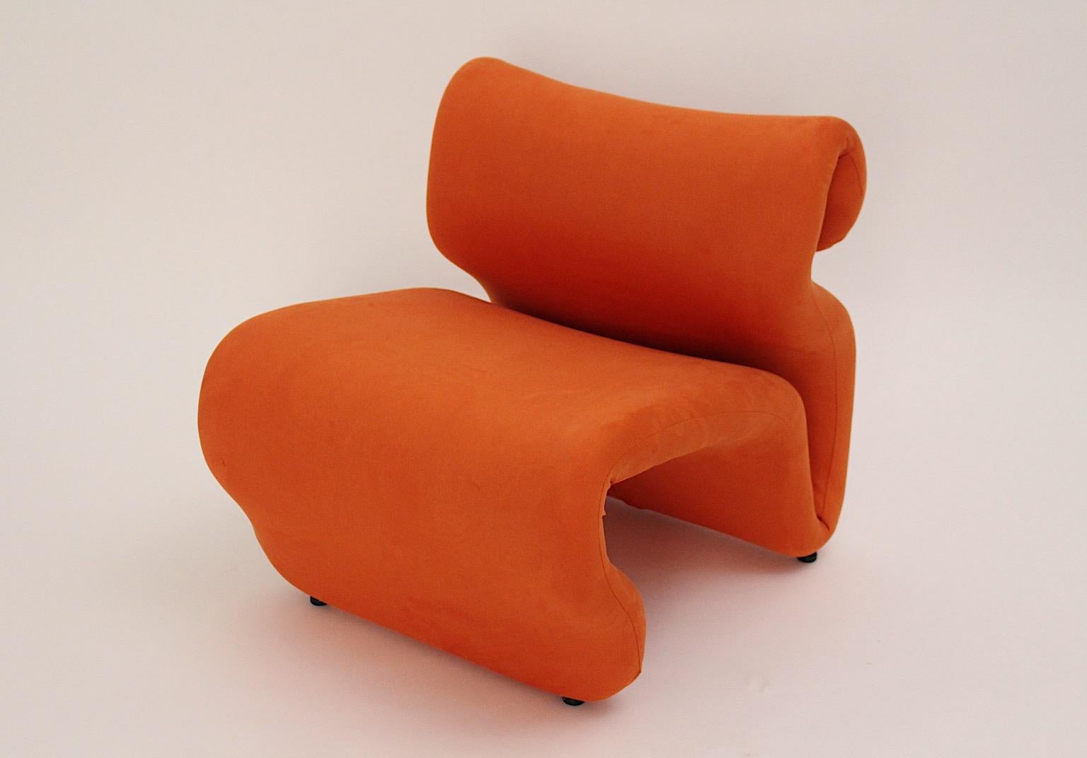 Fabric Space Age Vintage Sculptural Orange Etcetera Chair by Jan Ekselius 1970s Sweden