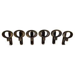 Space Age Vintage Six Brass Coat Hooks circa 1970 Italy