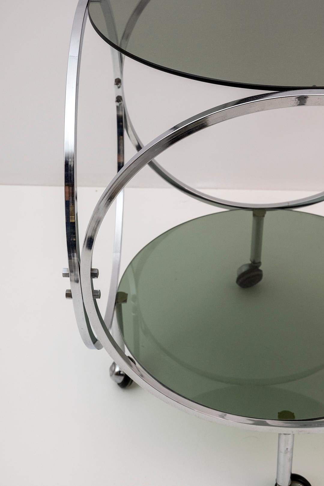 Space Age Vintage Steel and Smoked Glass Coffee Table, 1970s For Sale 6