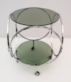 Table basse en acier et verre fumé, Vintage A Space Age, 1970