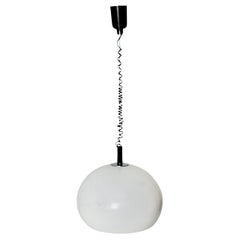 Space Age Vintage White Black Pull Down Plastic Metal Pendant 1970s Italy