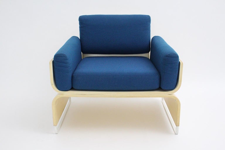Space Age Vintage White Blue Lounge Chairs, 1960s For Sale 5