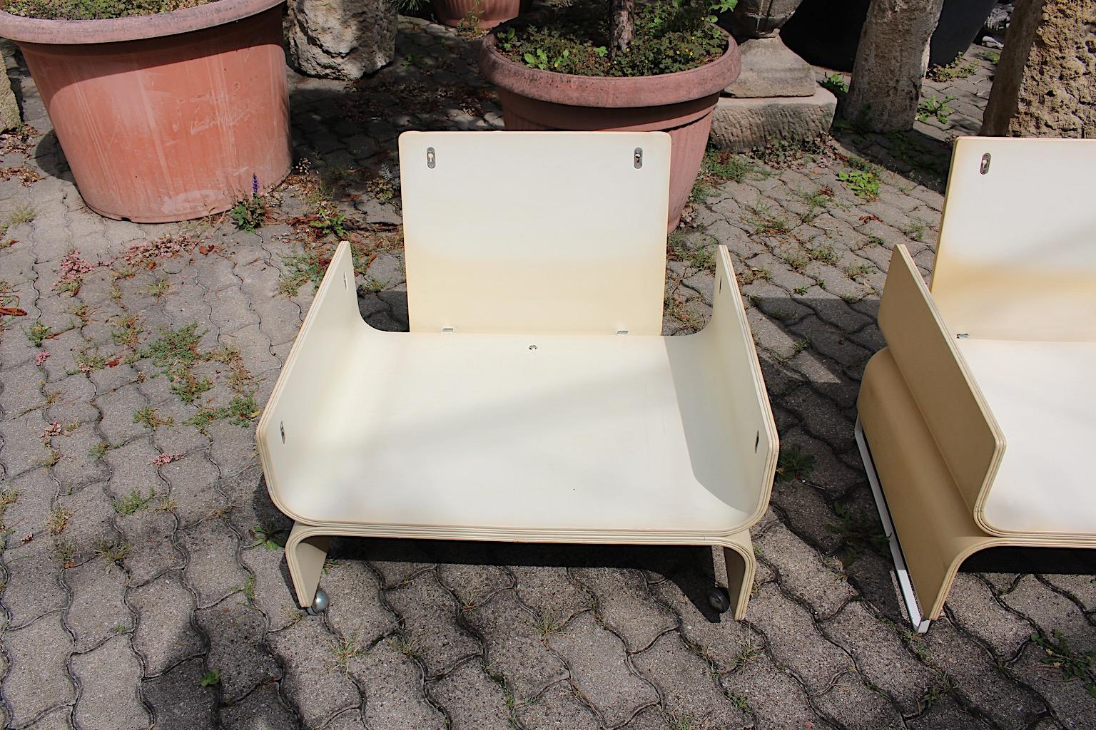 Space Age Vintage White Blue Lounge Chairs, 1960s For Sale 7