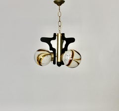 Space Age Vintage White Brown Black Glass Chandelier Pendant Mazzega Italy 1960s