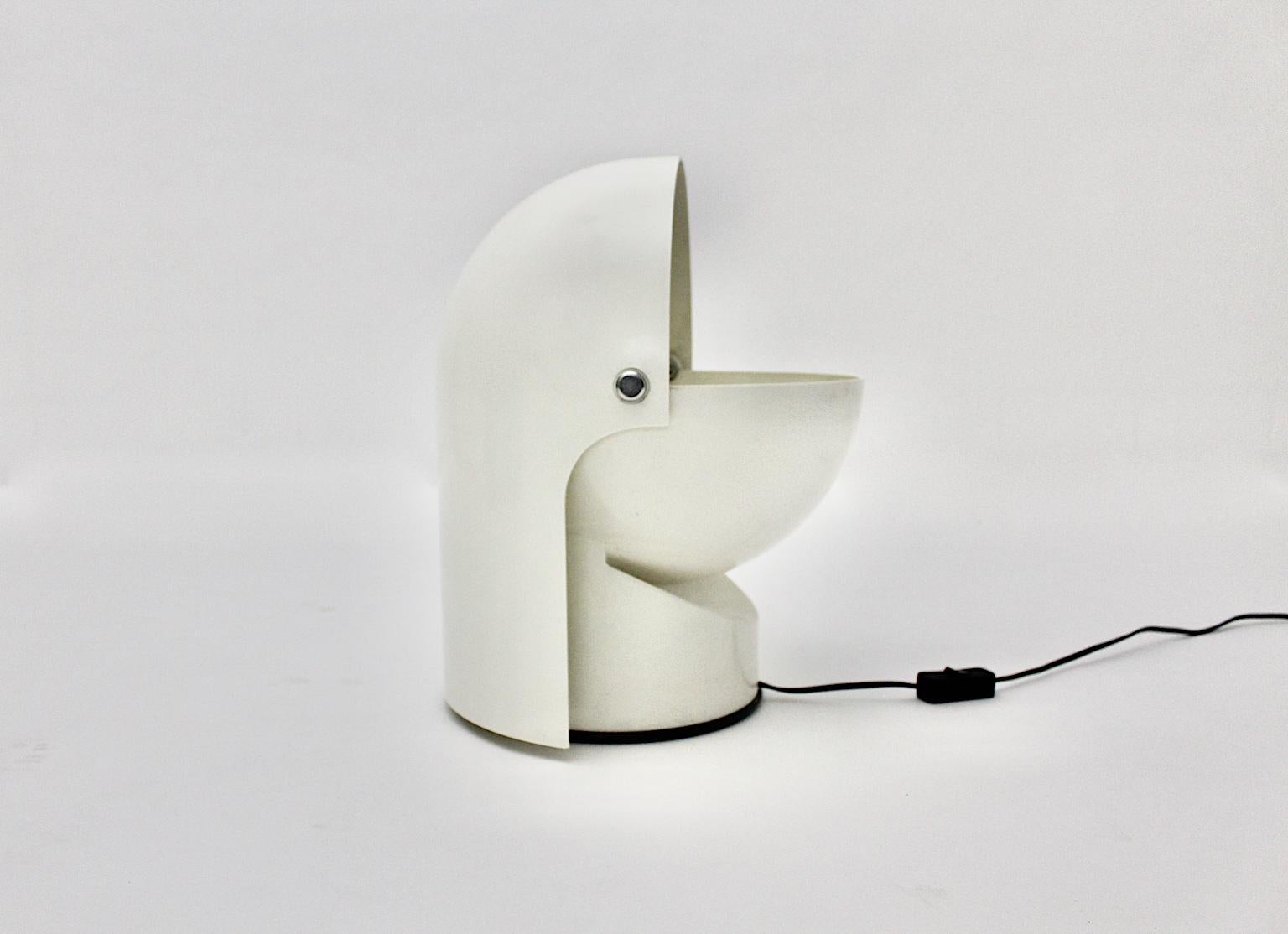 Space Age Vintage Weiße Pileo Mezzo Pileino Tischlampe von Gae Aulenti:: Italien 4