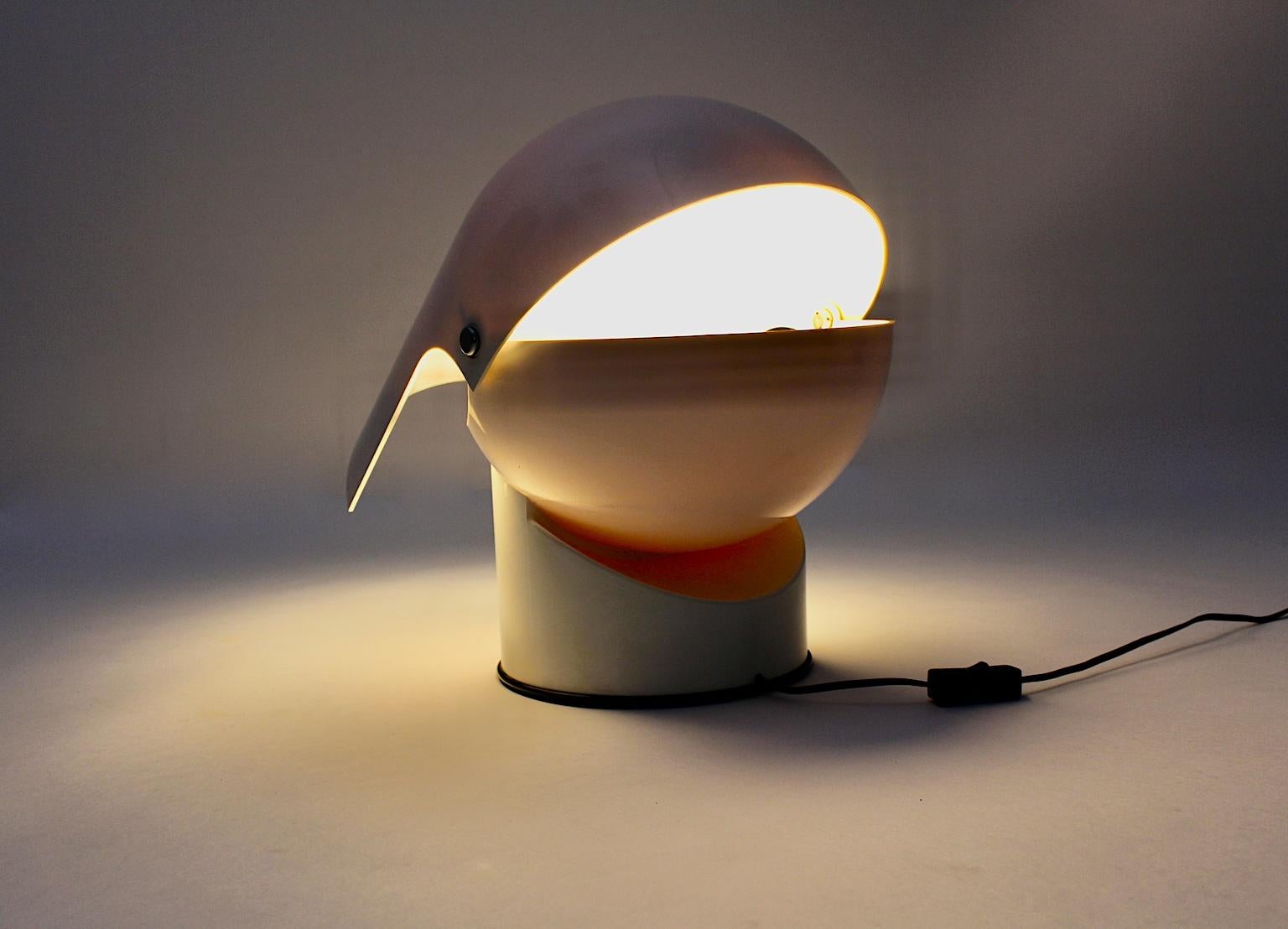 Space Age Vintage Weiße Pileo Mezzo Pileino Tischlampe von Gae Aulenti:: Italien 10