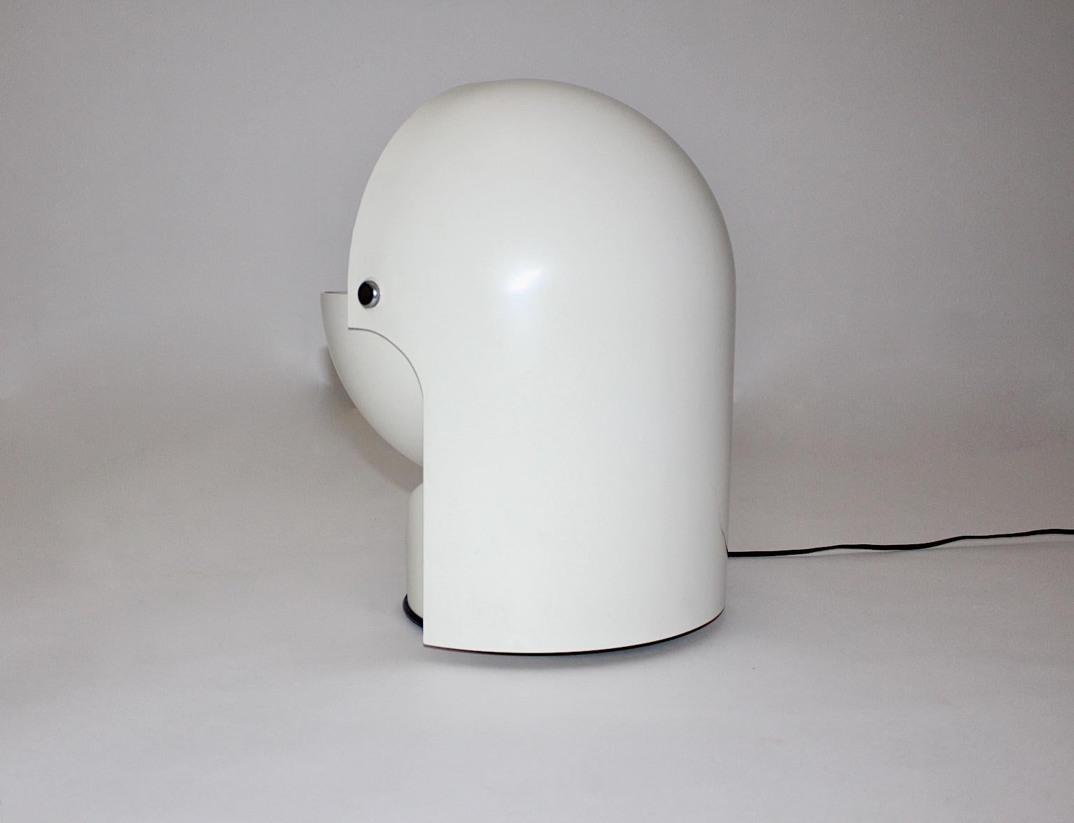 Space Age Vintage Weiße Pileo Mezzo Pileino Tischlampe von Gae Aulenti:: Italien (Metall)