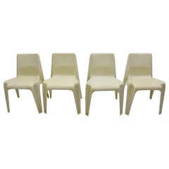 Space Age Vintage Ivory Plastic Four Dining Chairs Helmuth Bätzner 1960s Germany