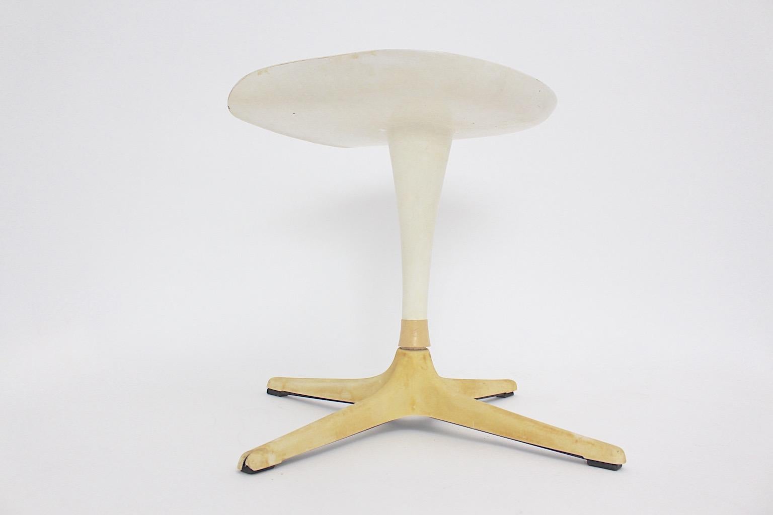 Late 20th Century Space Age Vintage White Plastic Metal Stool by Luigi Colani  Germany 1971 For Sale