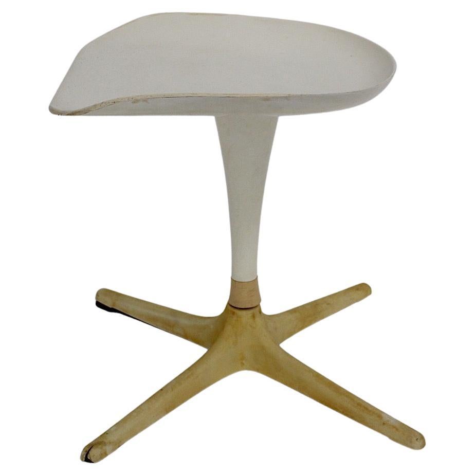 Space Age Vintage White Plastic Metal Stool by Luigi Colani  Germany 1971 For Sale